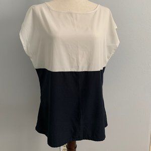 Banana Republic White & Navy Blouse